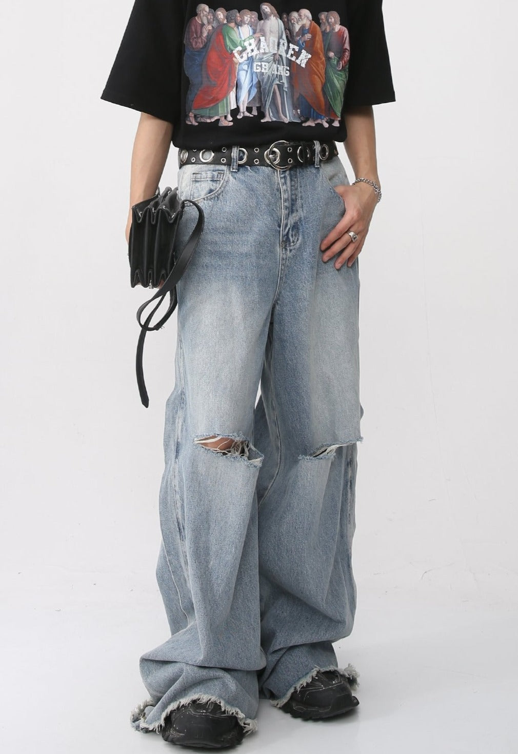 Wide Leg Distressed Denim