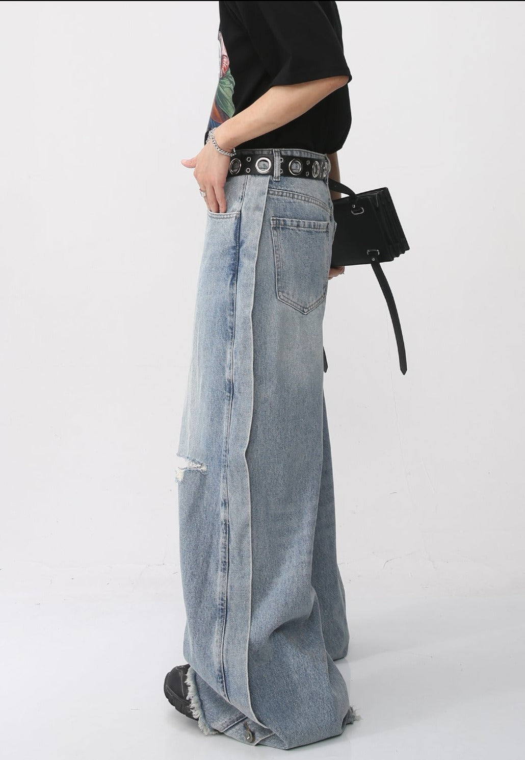 Wide Leg Distressed Denim