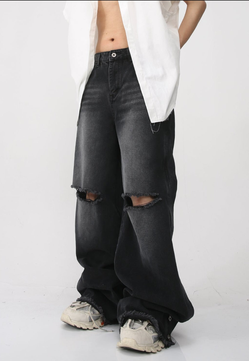 Wide Leg Distressed Denim