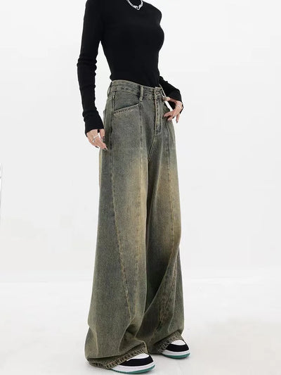 Vintage Washed Wide-Leg Crop Jeans