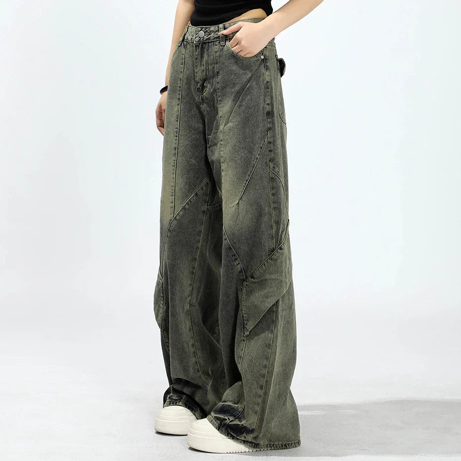 Urban Patchwork Wide-Leg Jeans