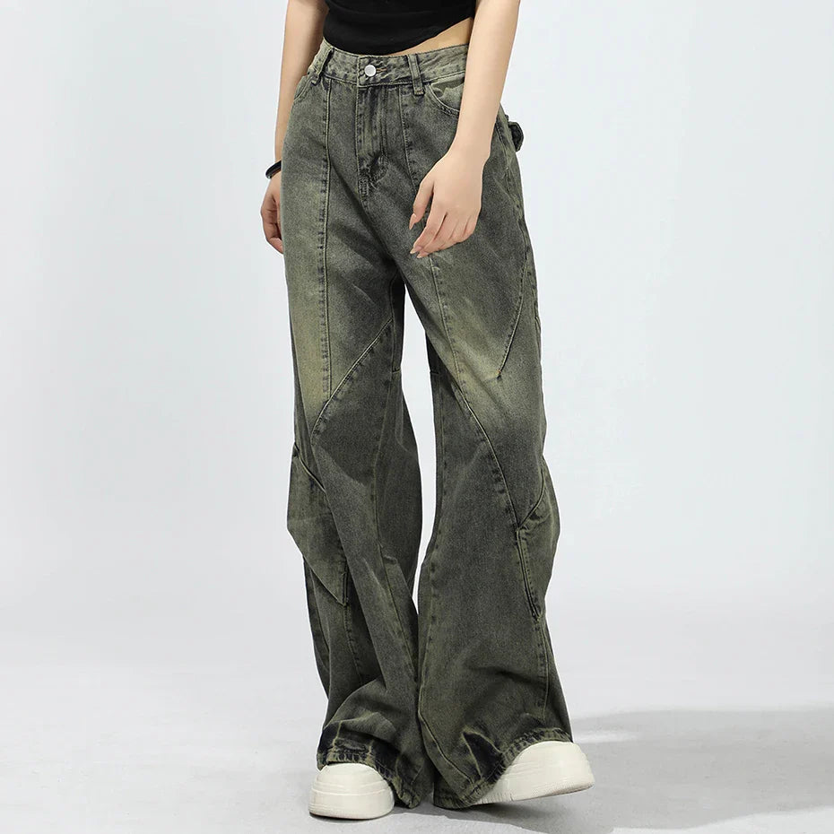 Urban Patchwork Wide-Leg Jeans