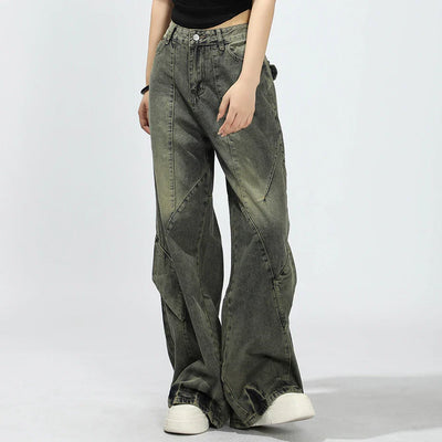 Urban Patchwork Wide-Leg Jeans