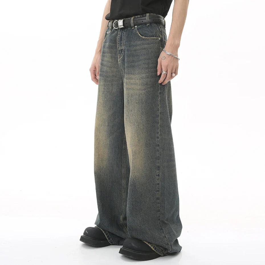 Wide-Leg Cowboy Denim Jeans